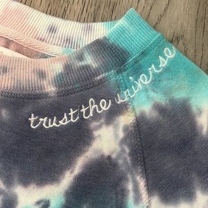 Trust the universe, spiritual, gangster, crewneck, pink, purple, blue tie-dye